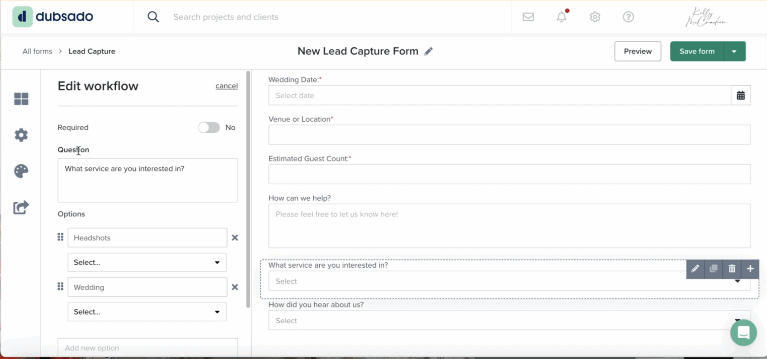 How to set up a lead capture form in Dubsado Workflow 