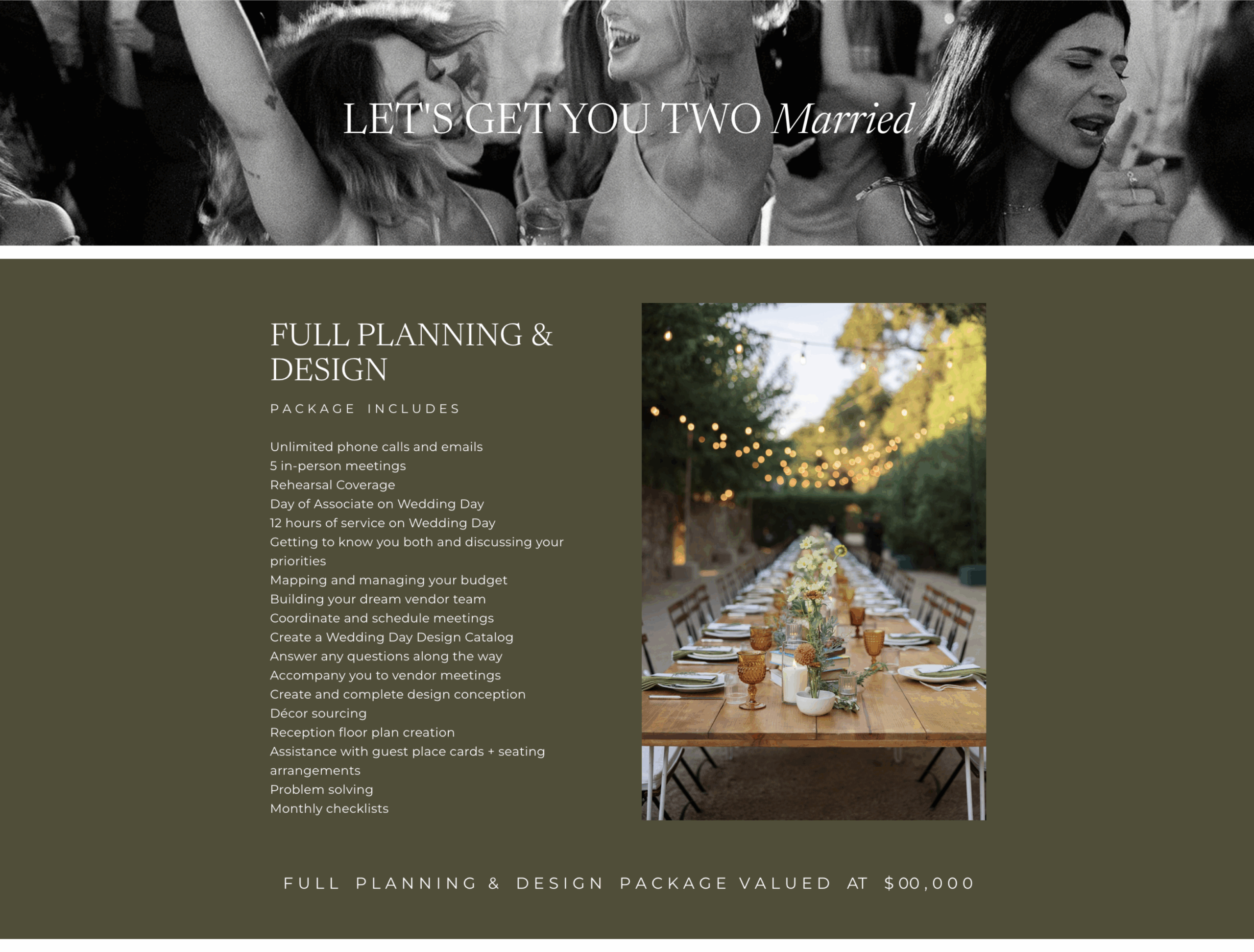 wedding planner custom coded Dubsado proposal services section