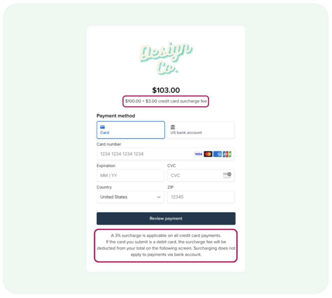 Dubsado Surcharging and credit card fees at checkout