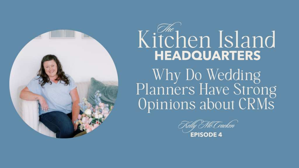 Kitchen Island Podcast art highlighting interview with Casey Murphy from Coastline Weddings